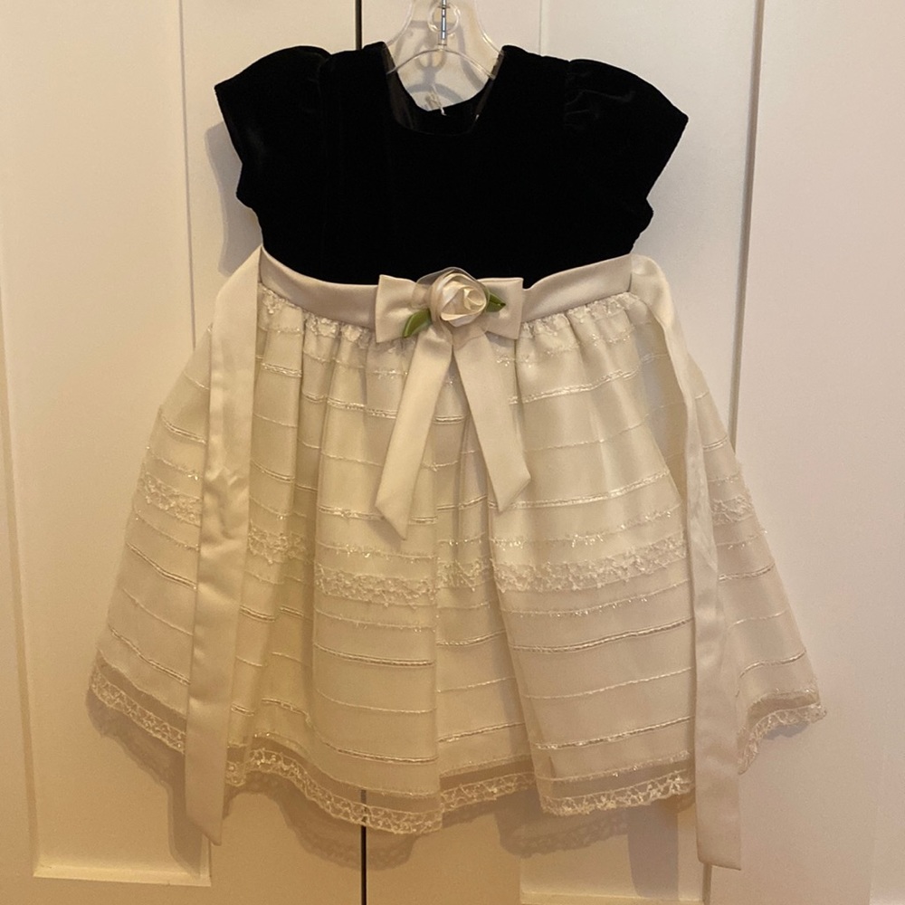 Velvet and lace special occasion dress with waist ties.